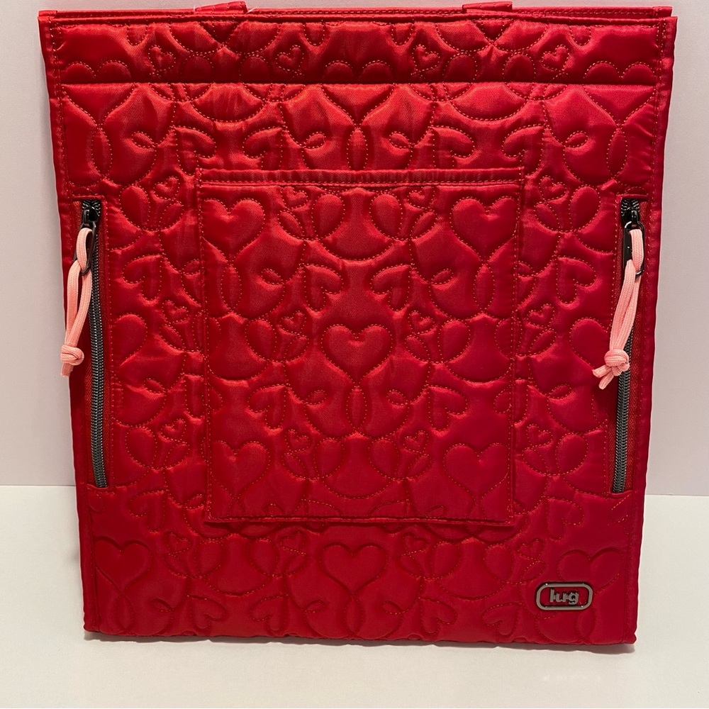 Lug Runner Supreme Polyswirl with Red Hearts  Pink Zipper Pulls NWT